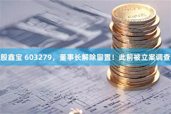股鑫宝 603279，董事长解除留置！此前被立案调查